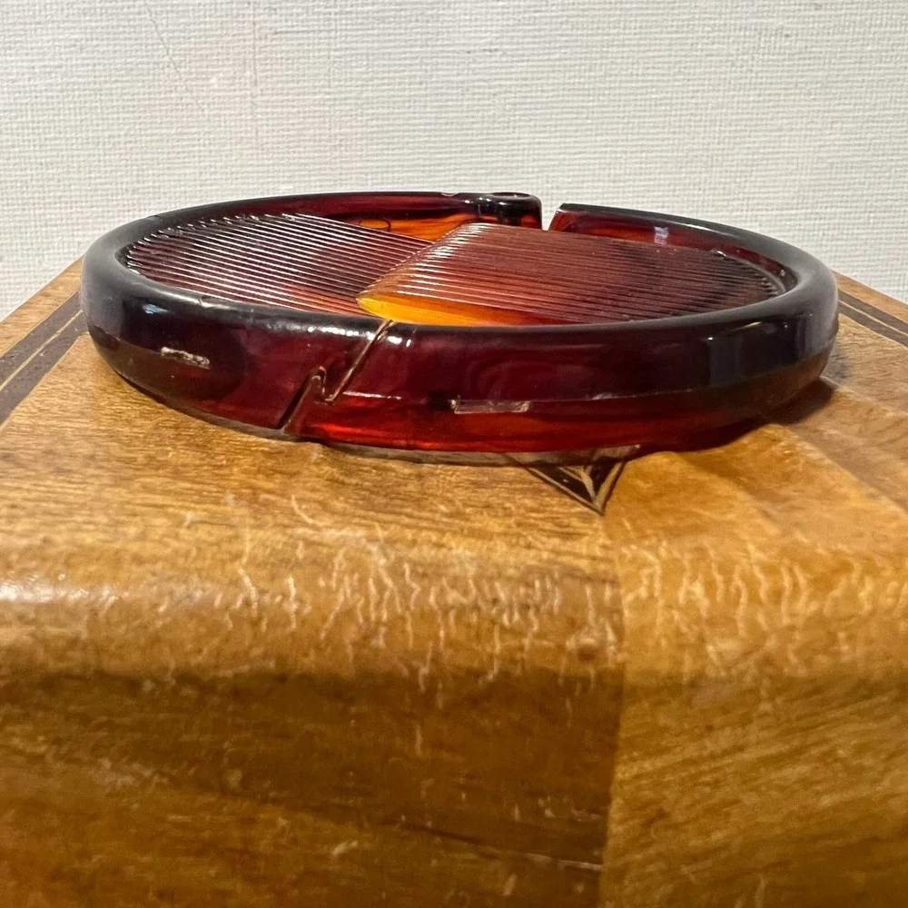 Vintage Amber Tortoiseshell Circular Folding Hair Comb Hinged ring retro updo